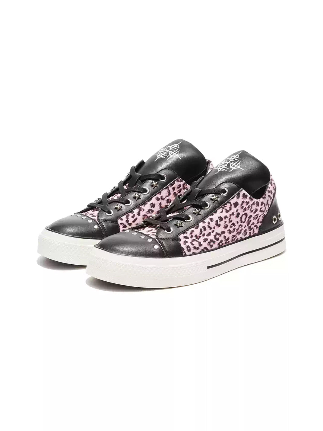 Pink Leopard Studded Platform Sneakers - view 5