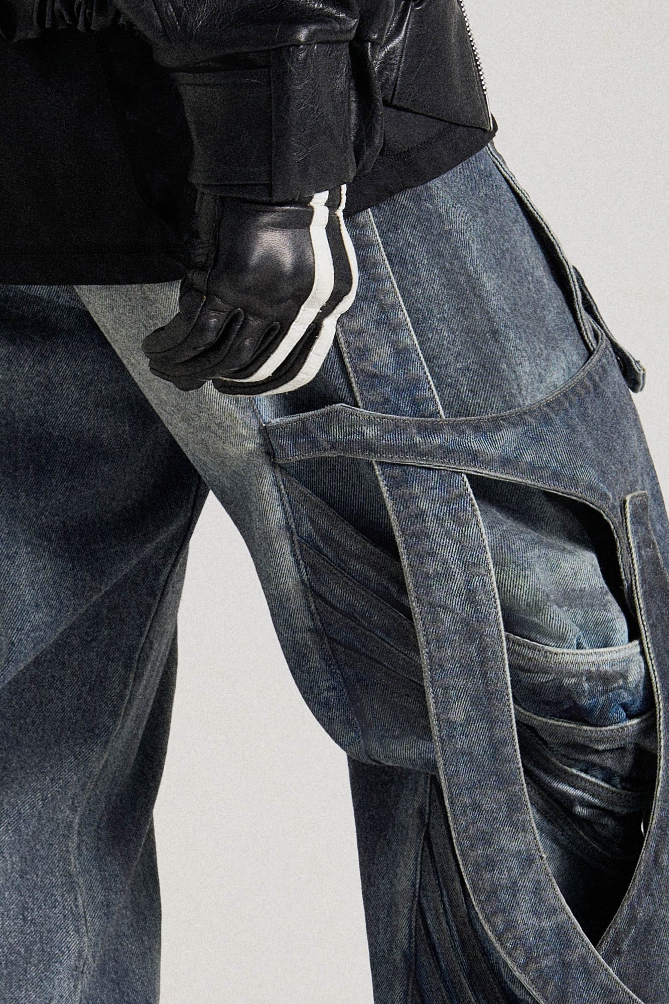 Deconstructed Multi-Strap Cargo Jeans