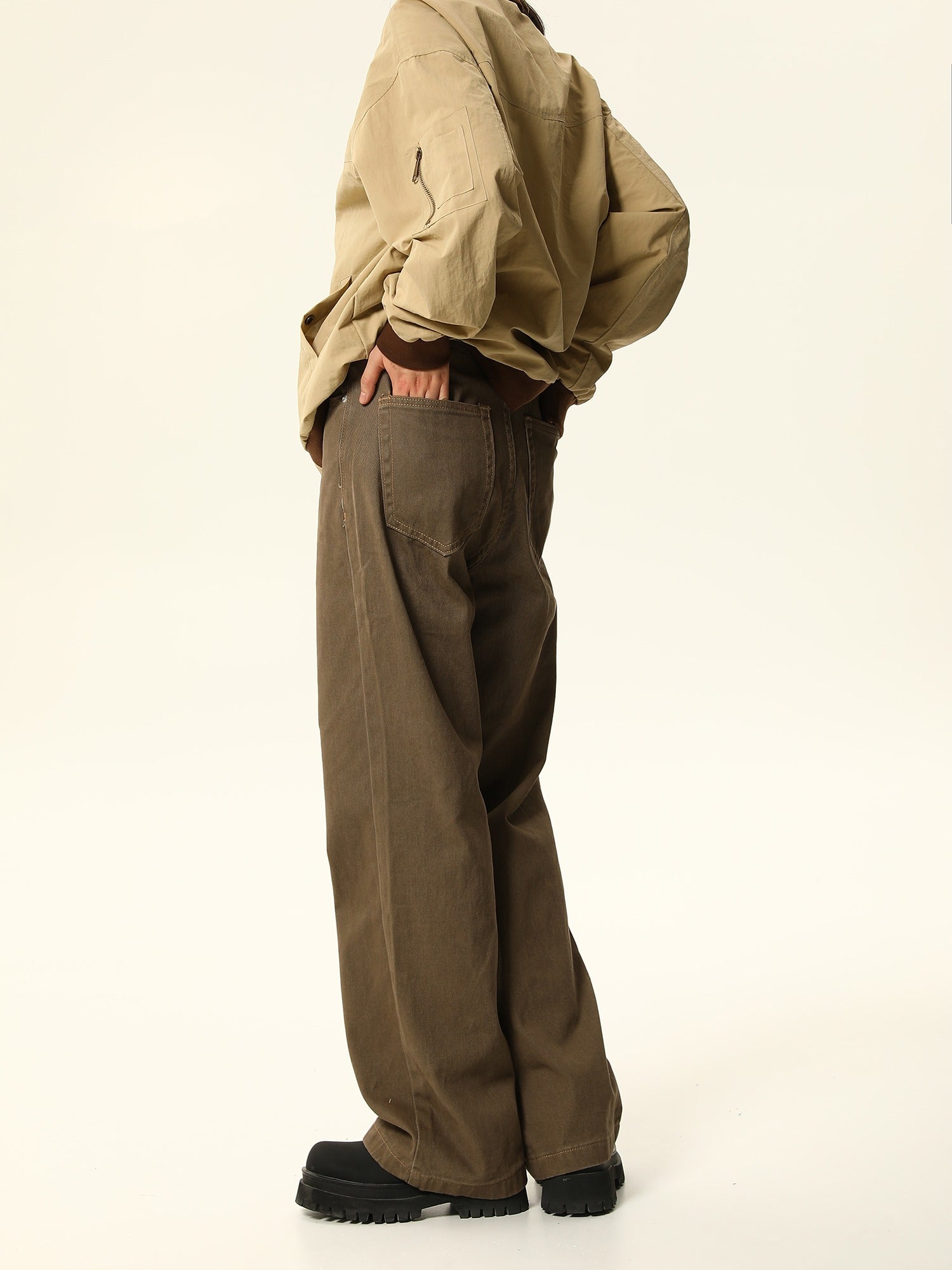 Wide-Leg Workwear-Style Pants