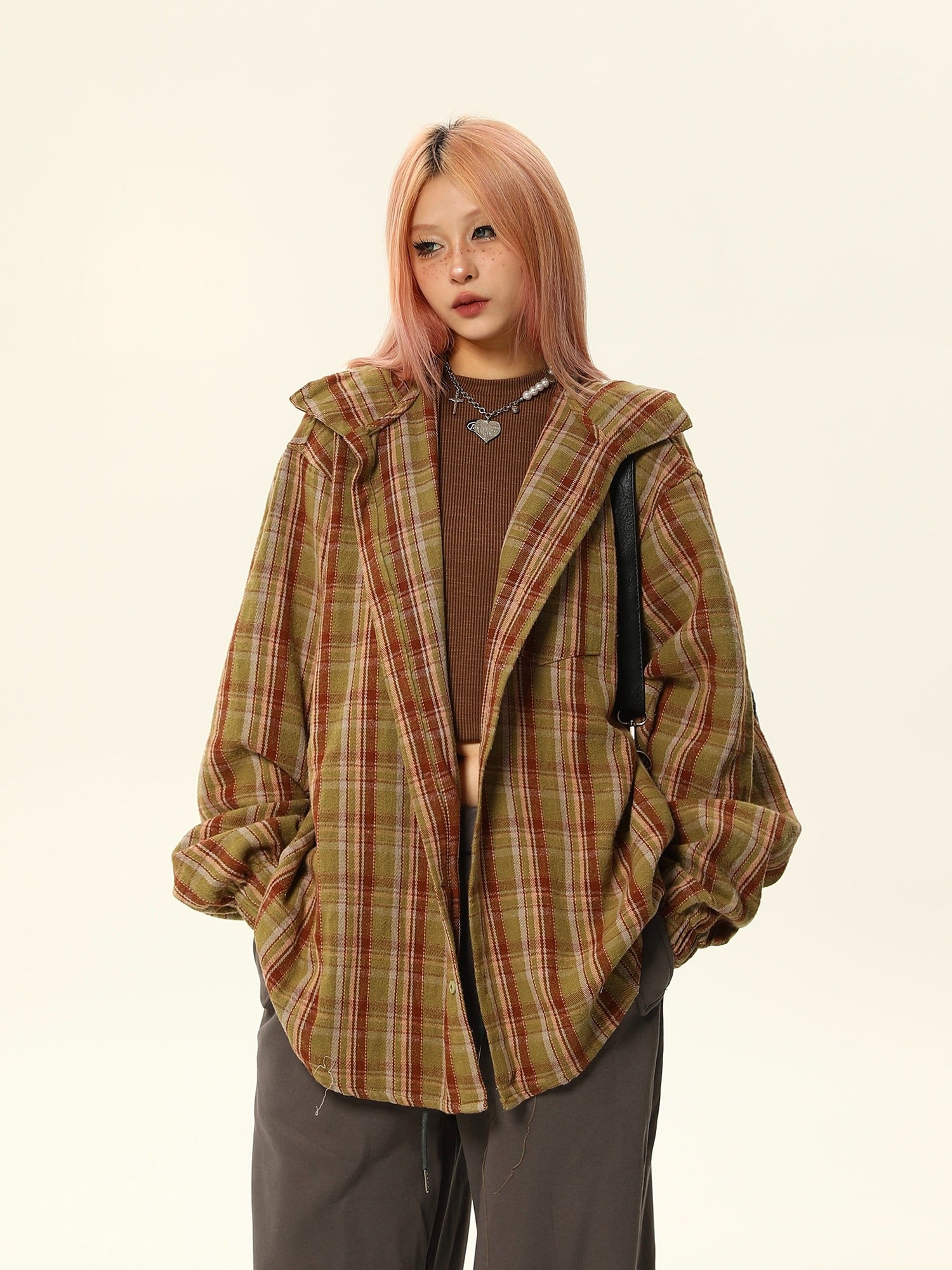 Oversized Plaid Flannel Maillard Shirt