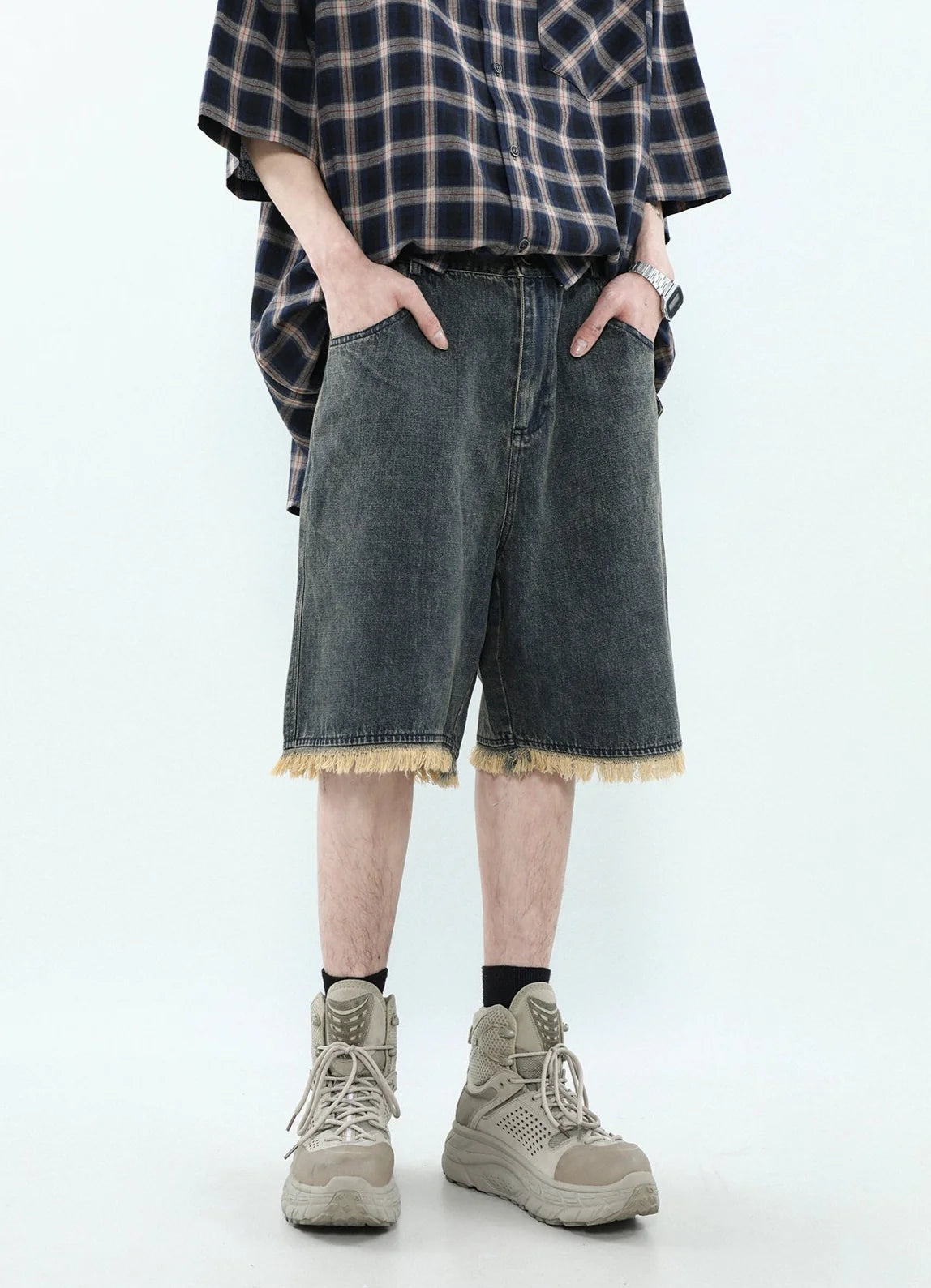 Frayed Edge Denim Bermuda Shorts