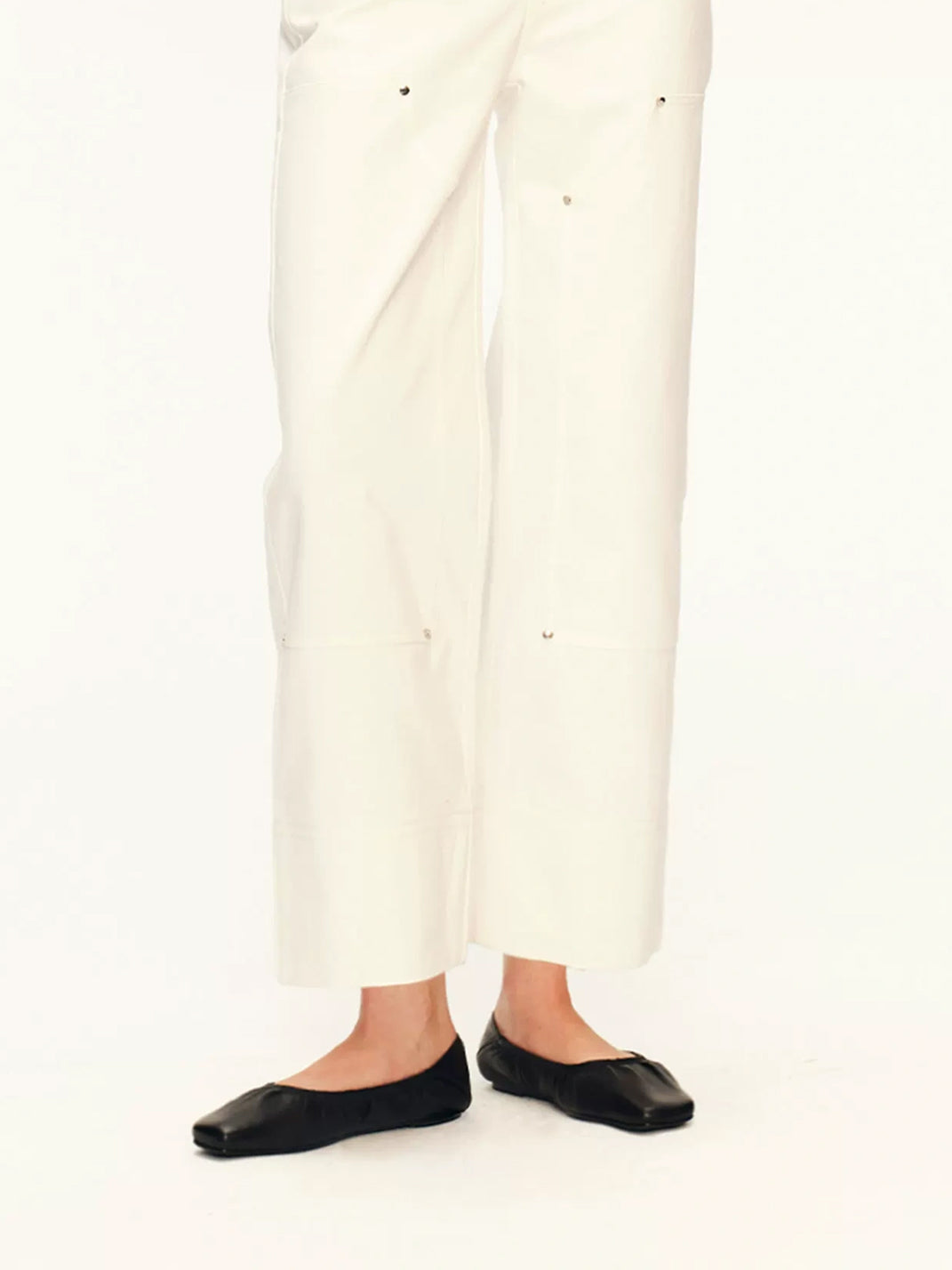 Gathered Lambskin Square-Toe Slip-On Flats - view 2