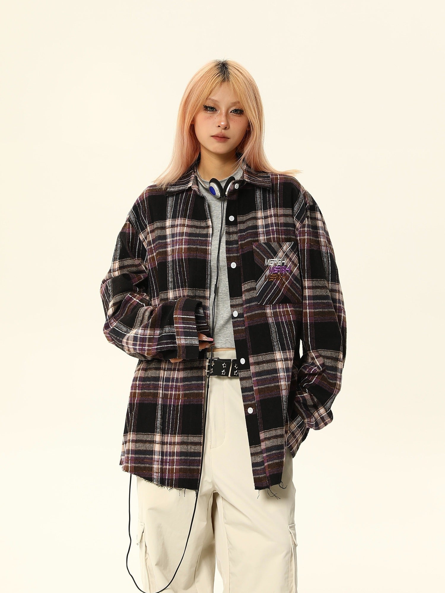 Oversized Vintage Plaid Flannel Shirt