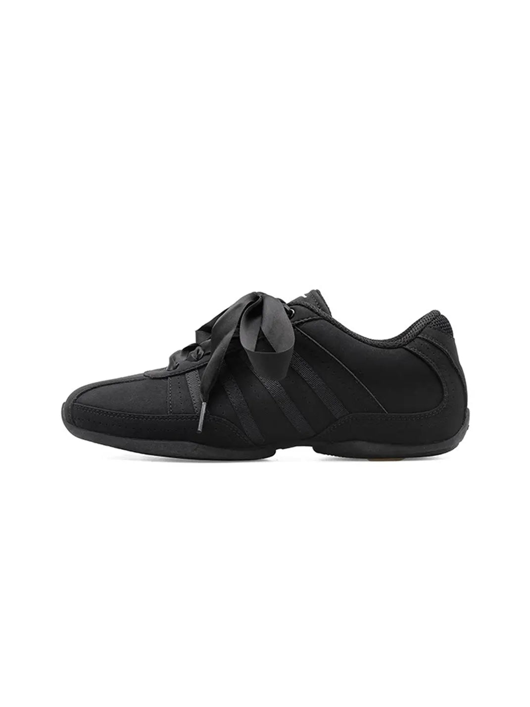 Black Ribbon-Lace Minimalist Sneakers