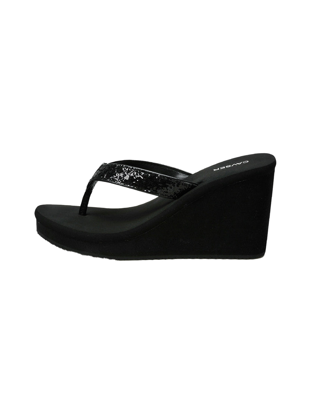 Black Toe-Ring Platform Wedge Flip-Flops
