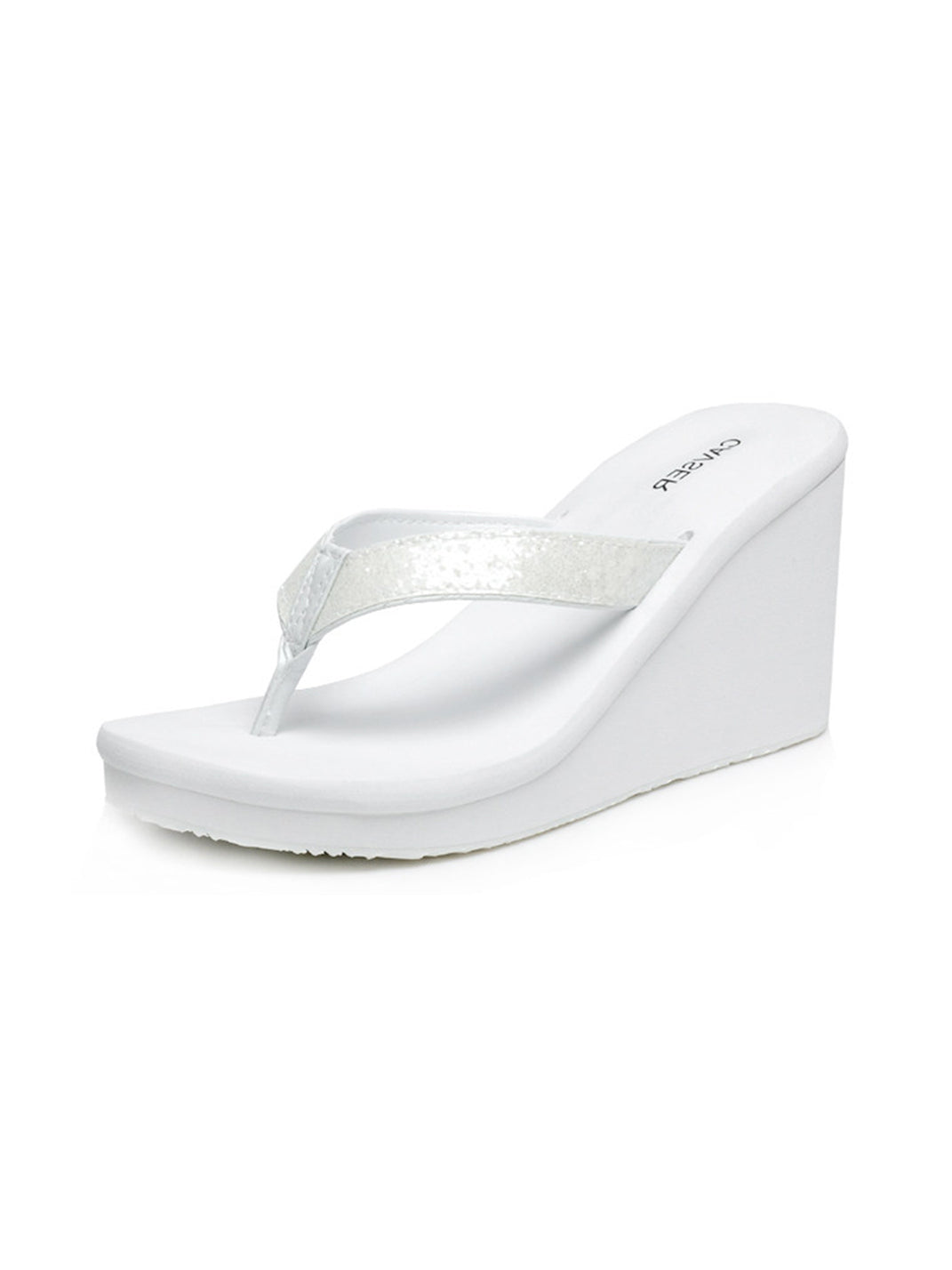 Black Toe-Ring Platform Wedge Flip-Flops - View 11