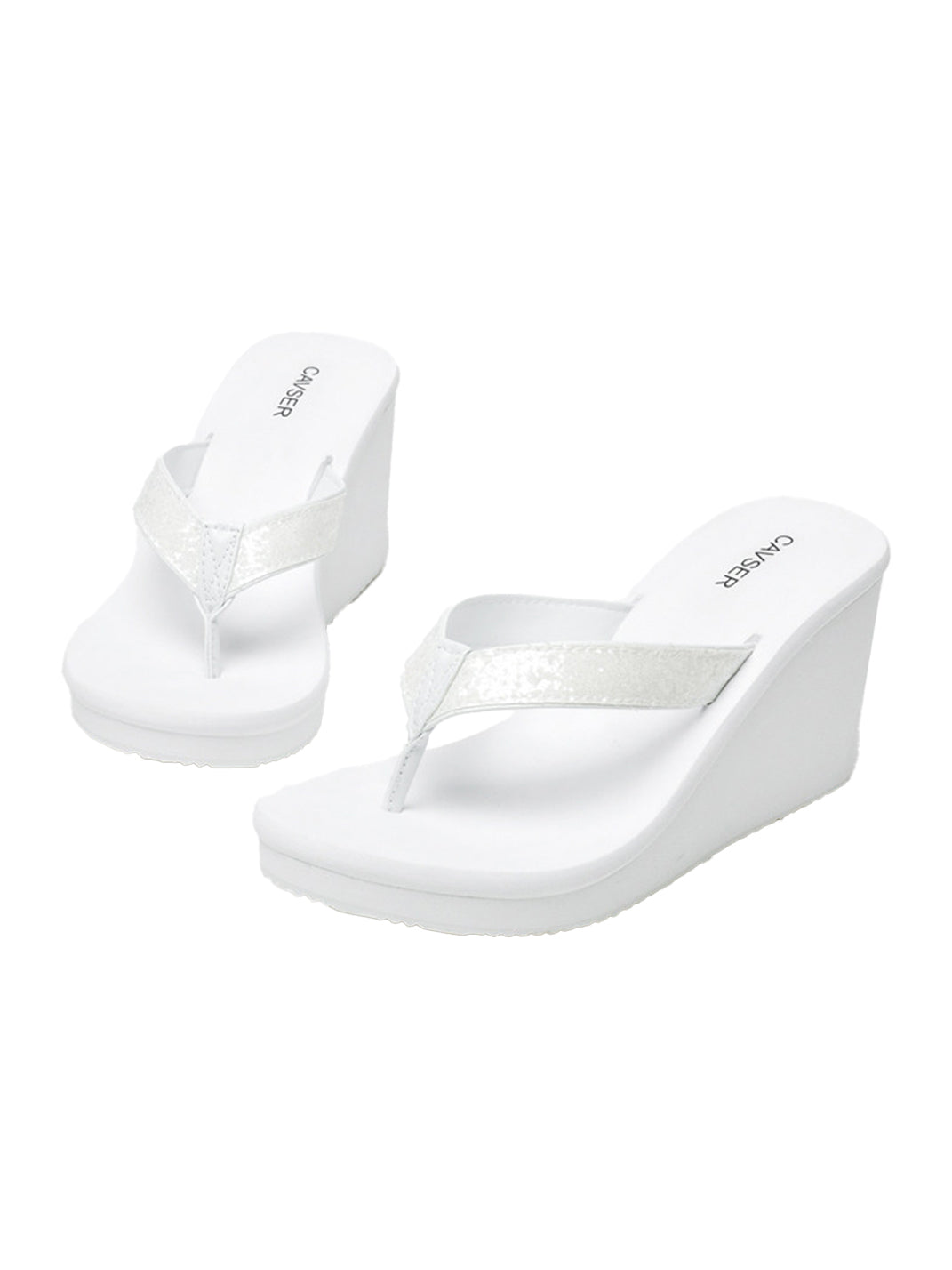 Black Toe-Ring Platform Wedge Flip-Flops - View 12