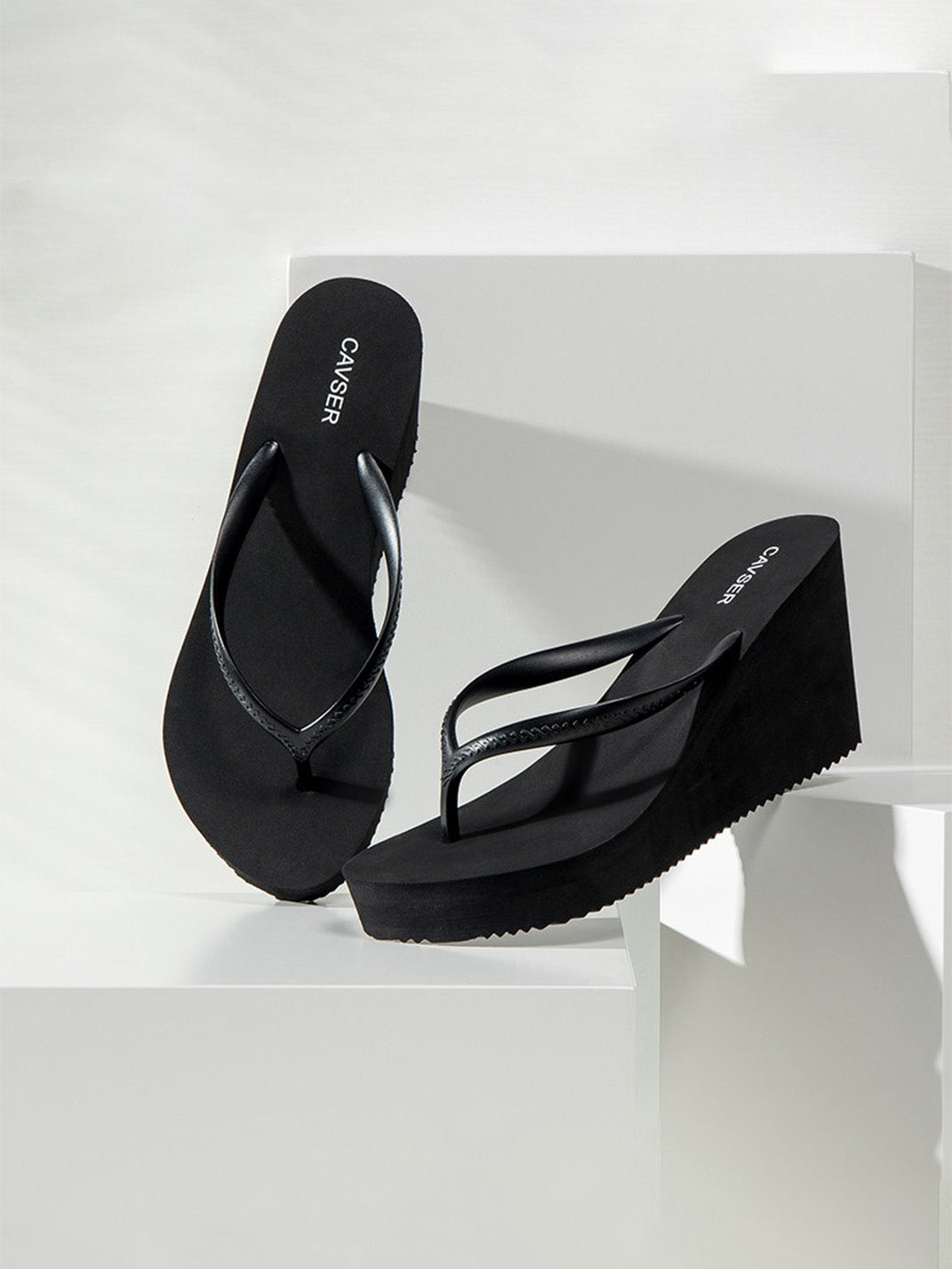 Sculpted High-Wedge Toe-Ring Flip-Flops - View 7