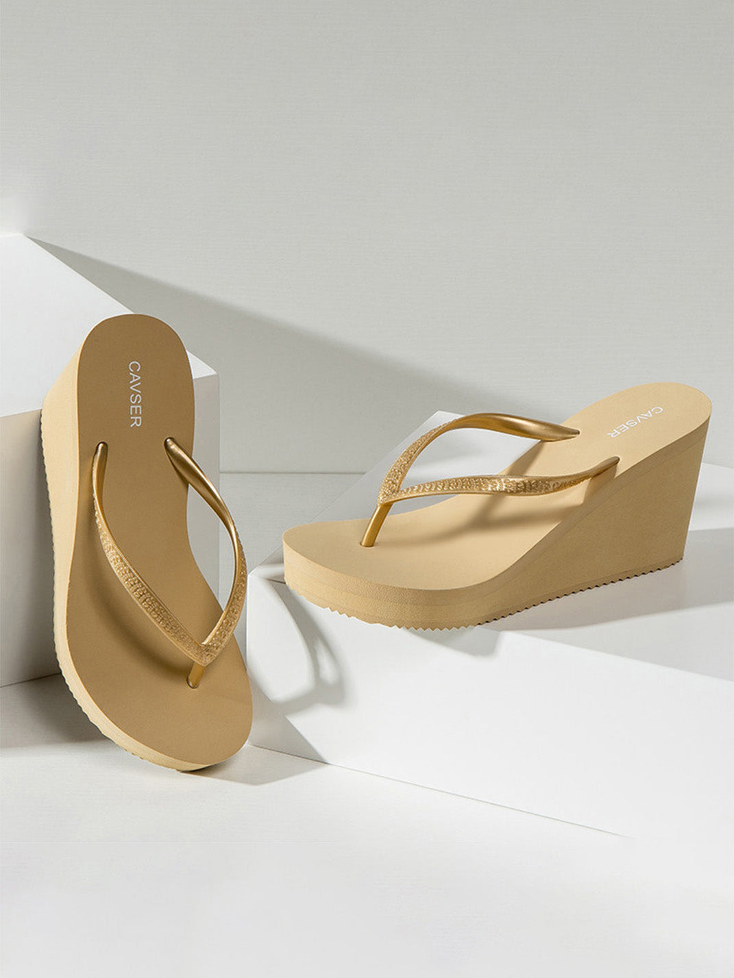 Sculpted High-Wedge Toe-Ring Flip-Flops - View 21