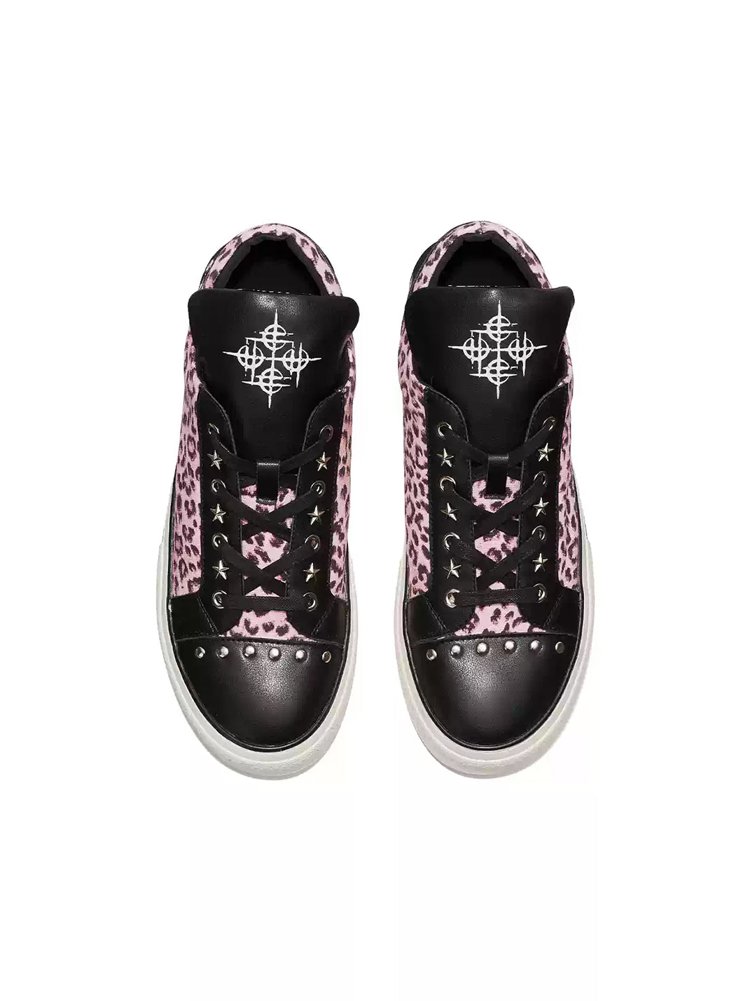 Pink Leopard Studded Platform Sneakers - view 7