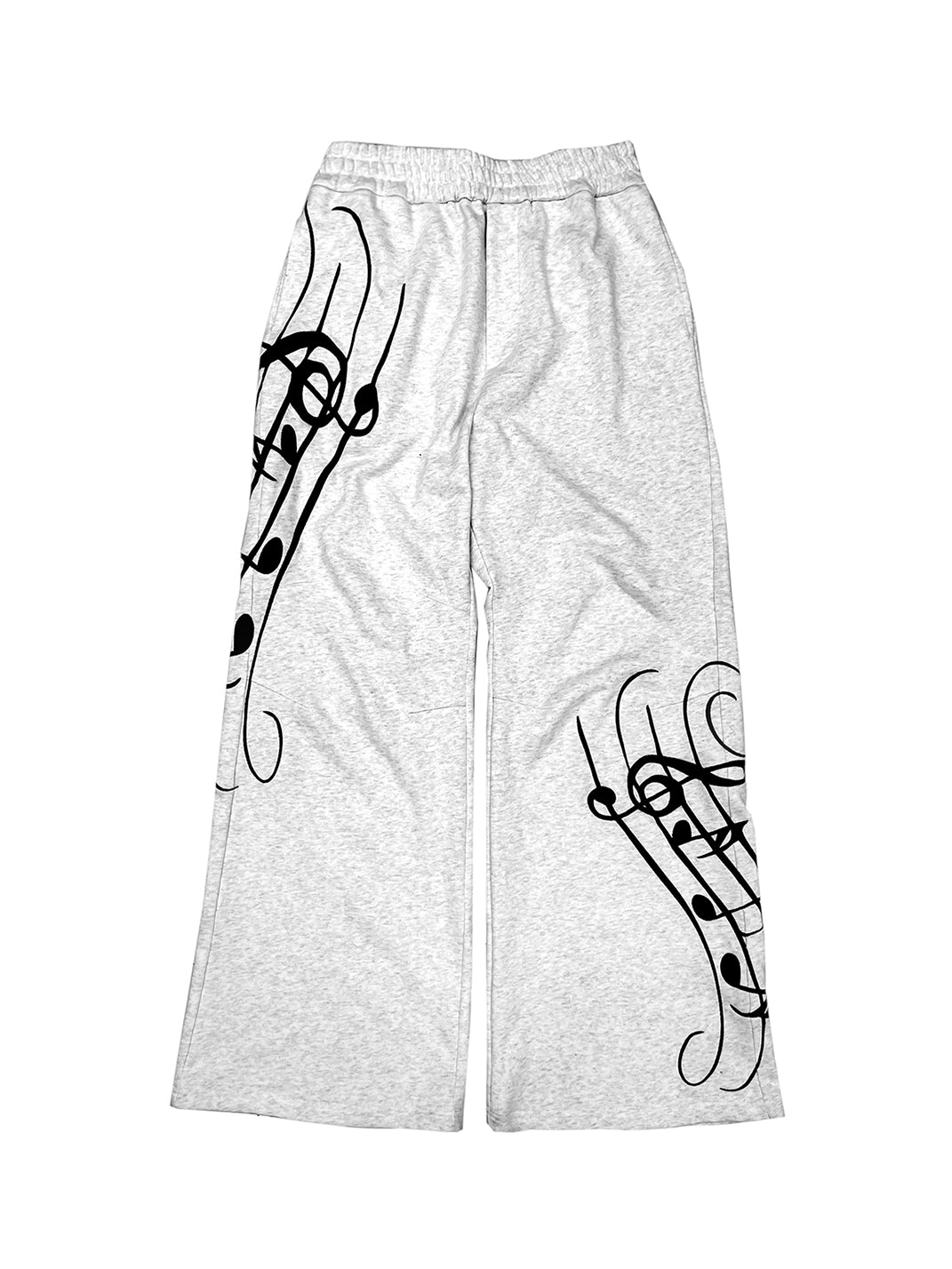 Sheet-Music Embroidered Wide-Leg Sweatpants