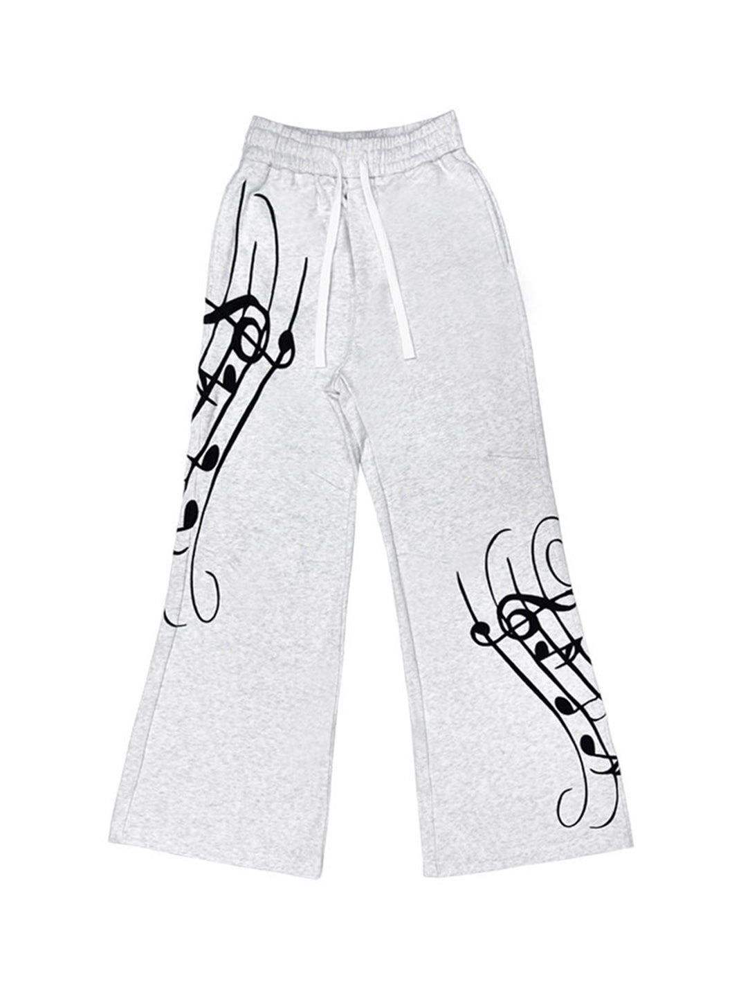 Sheet-Music Embroidered Wide-Leg Sweatpants - View 9
