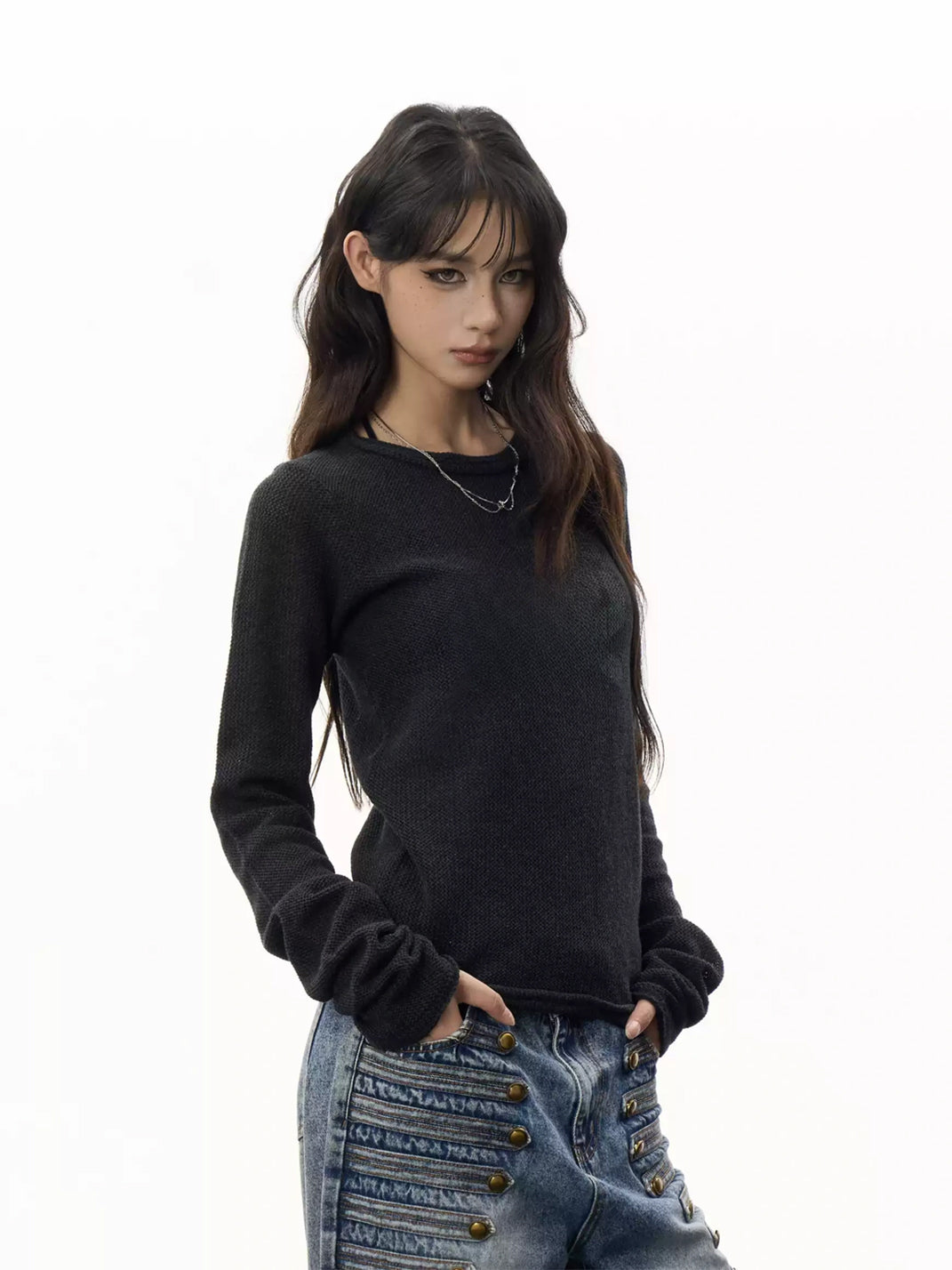 Charcoal 202 Tonal Long-Sleeve Tee — product view 4