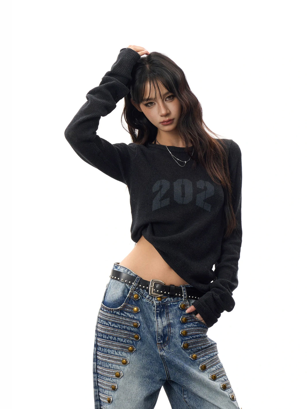 Charcoal 202 Tonal Long-Sleeve Tee — product view 5