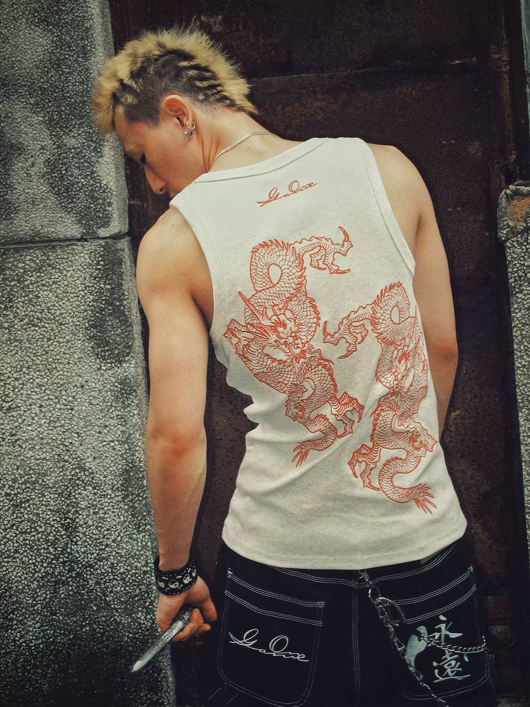 Twin-Dragon Cotton Tank — product view 3