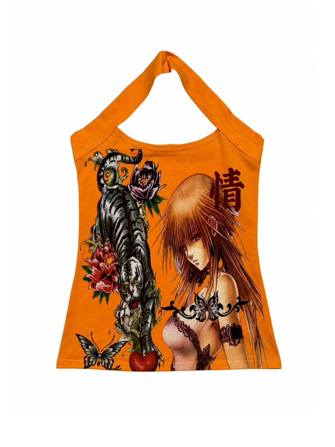 Orange Tiger Collage Cotton Halter — product view 1
