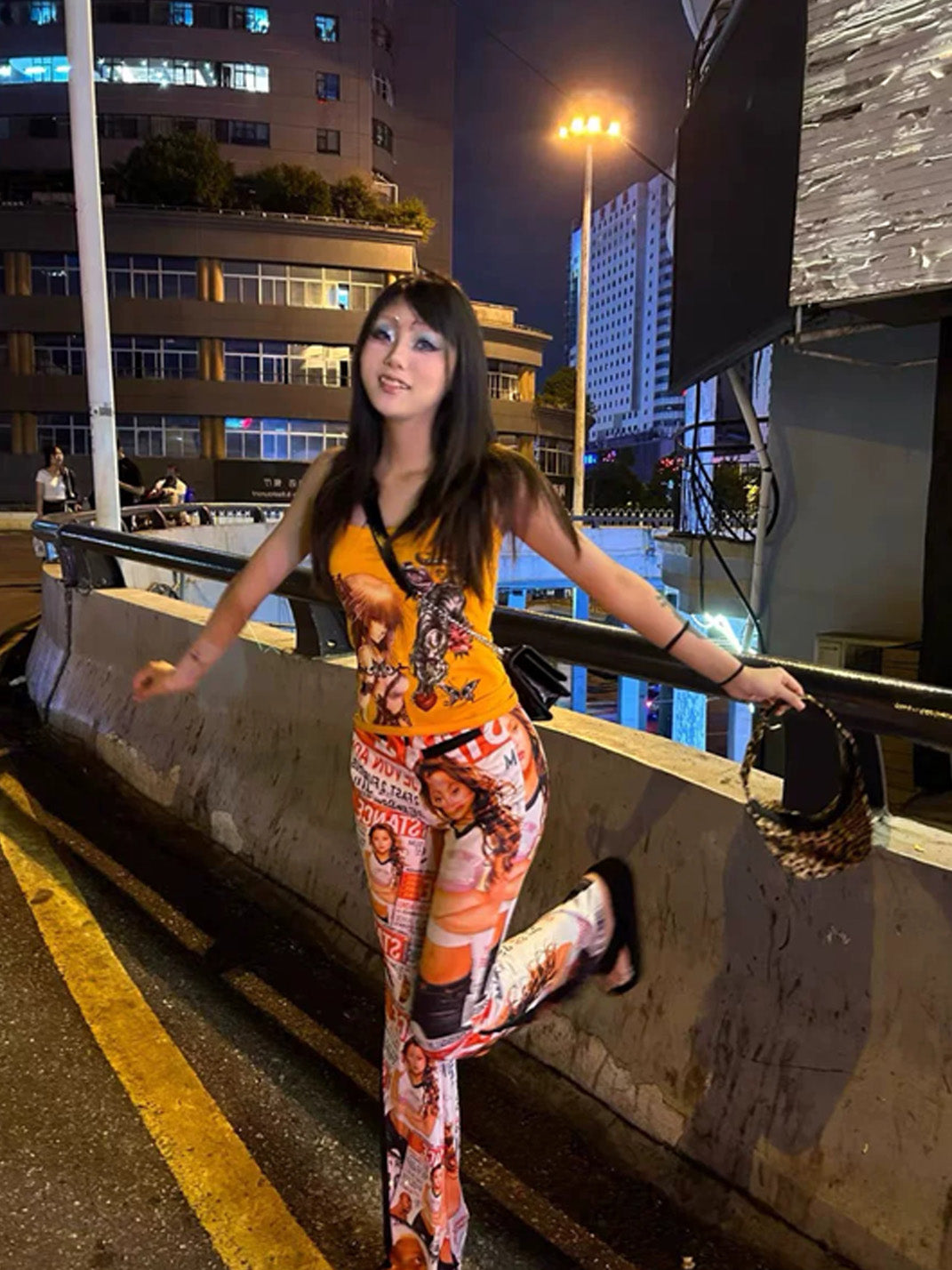 Orange Tiger Collage Cotton Halter — product view 4