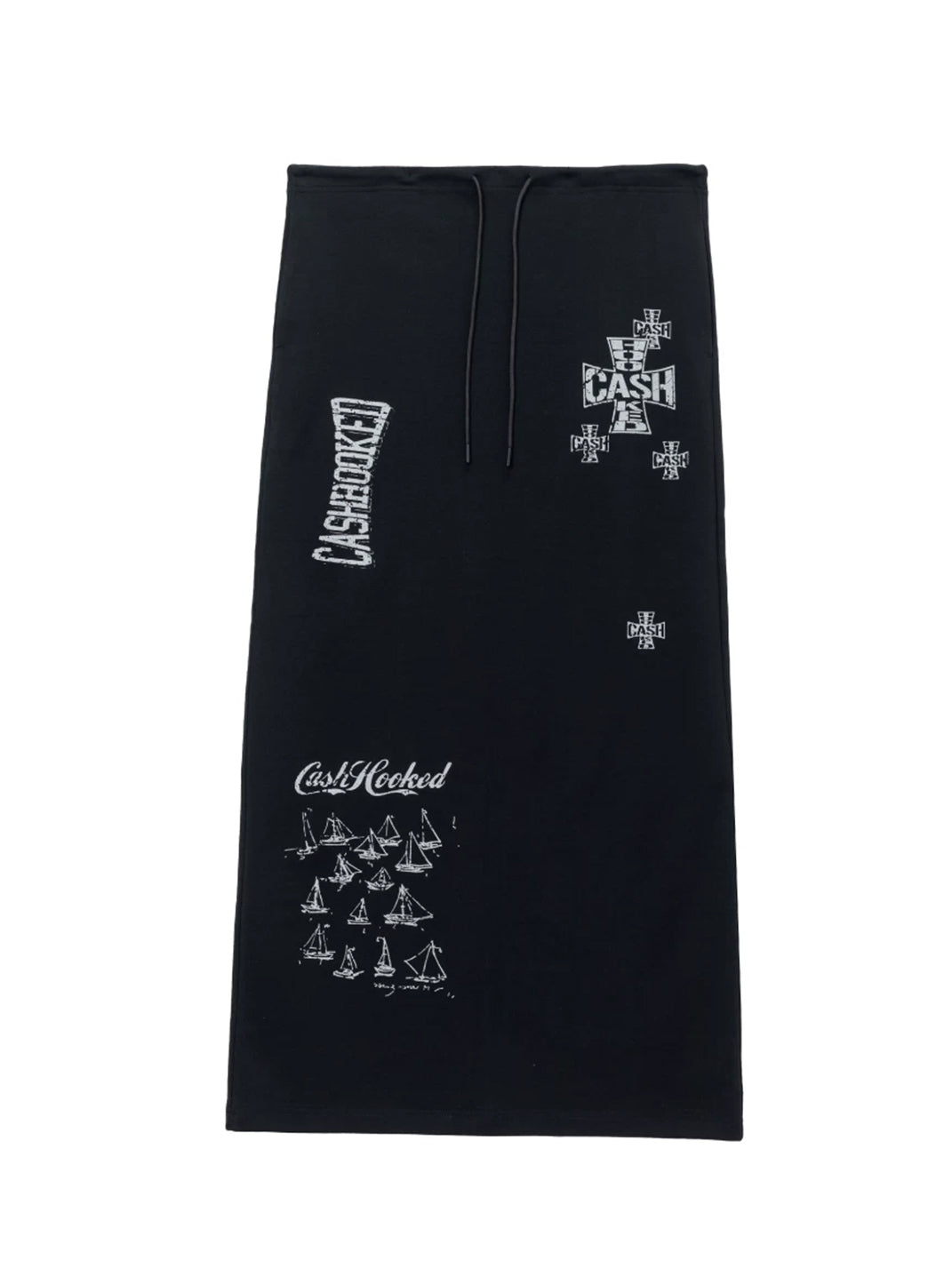 Crackle-Graphic Drawstring Maxi Skirt — product view 1