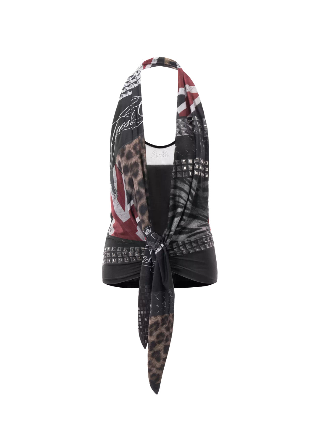 Flag-and-Animal Print Layered Halter — product view 1