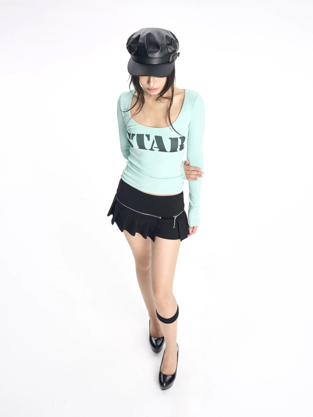 Zip-Off Pleated Panel Mini Skort — product view 7