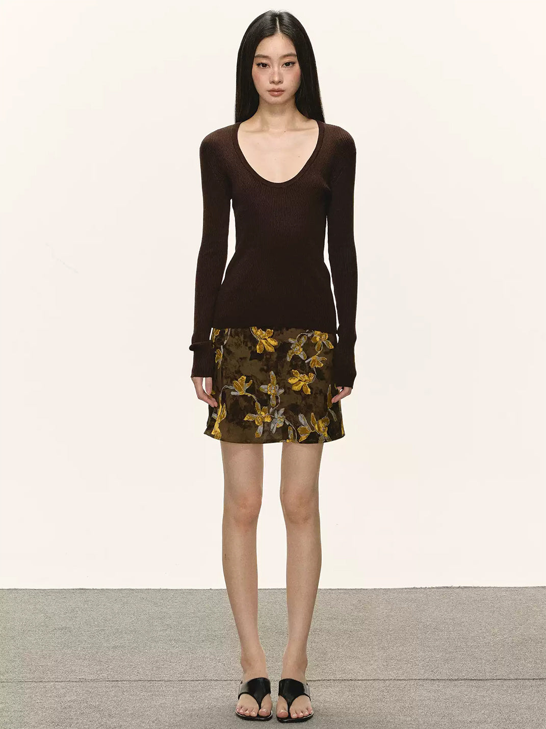 Golden Floral High-Waist Mini Skirt — product view 4
