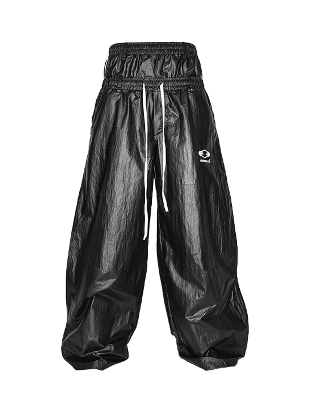 Glossy Double-Waist Side-Zip Trousers — product view 1