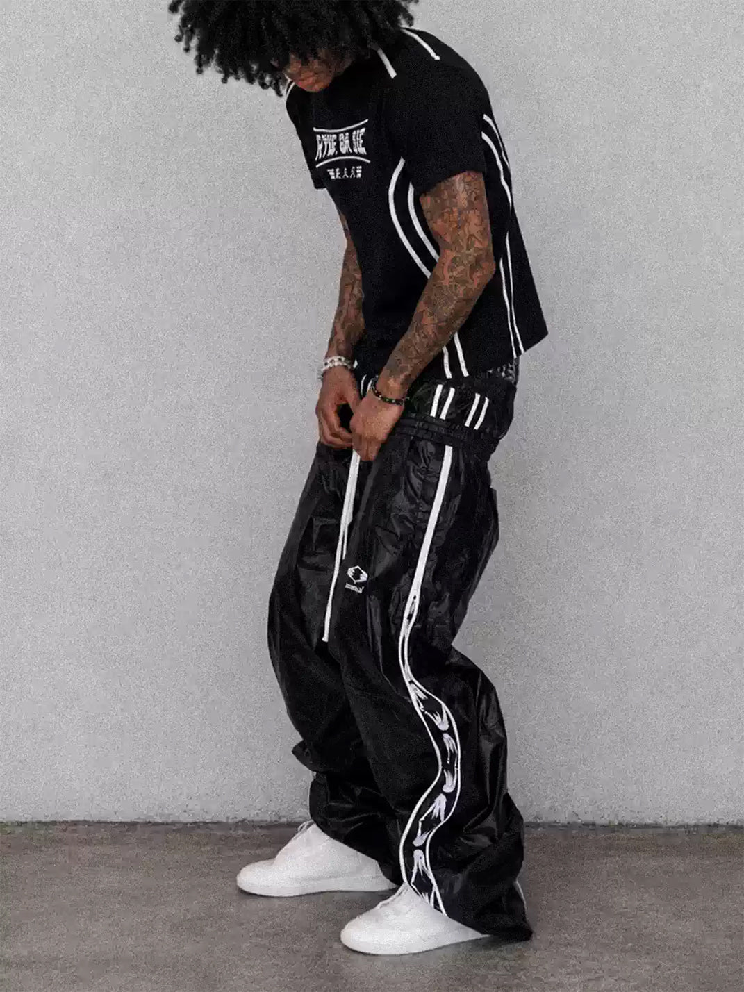 Glossy Double-Waist Side-Zip Trousers — product view 4