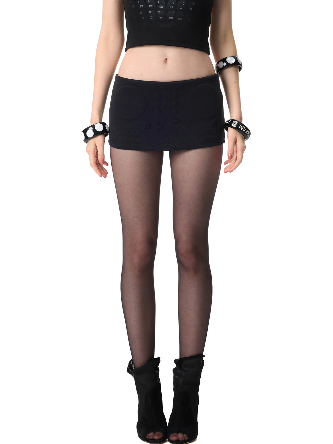 Control-Panel Embossed Stretch Micro Skirt — product view 2