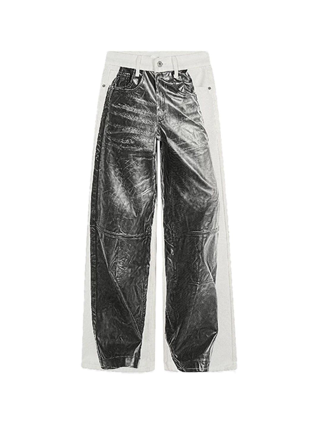 Monochrome Print Low-Rise Panel Jeans — product view 1