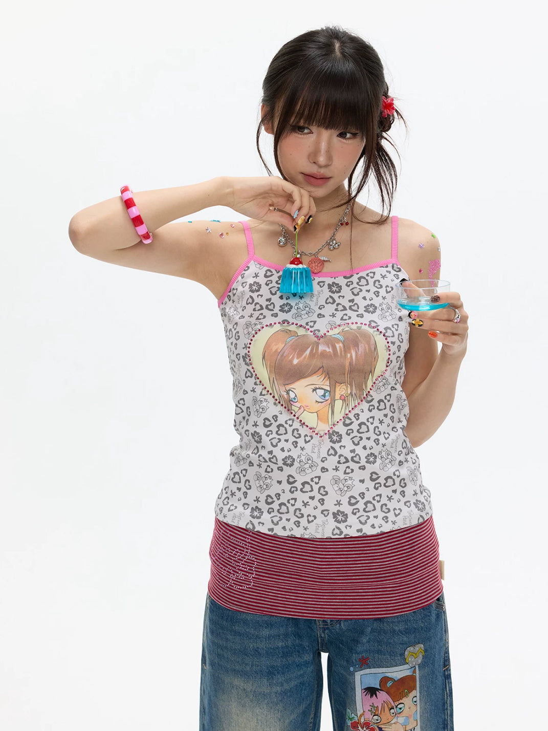 Heart Portrait Leopard Cotton-Blend Cami — product view 3