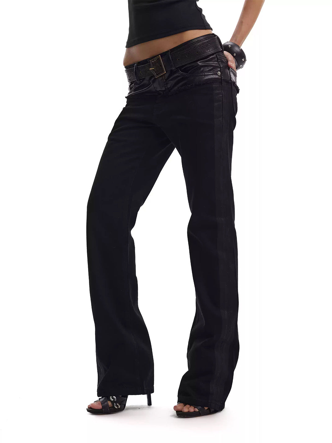 Wax-Seam Stacked Flare Jeans — product view 3