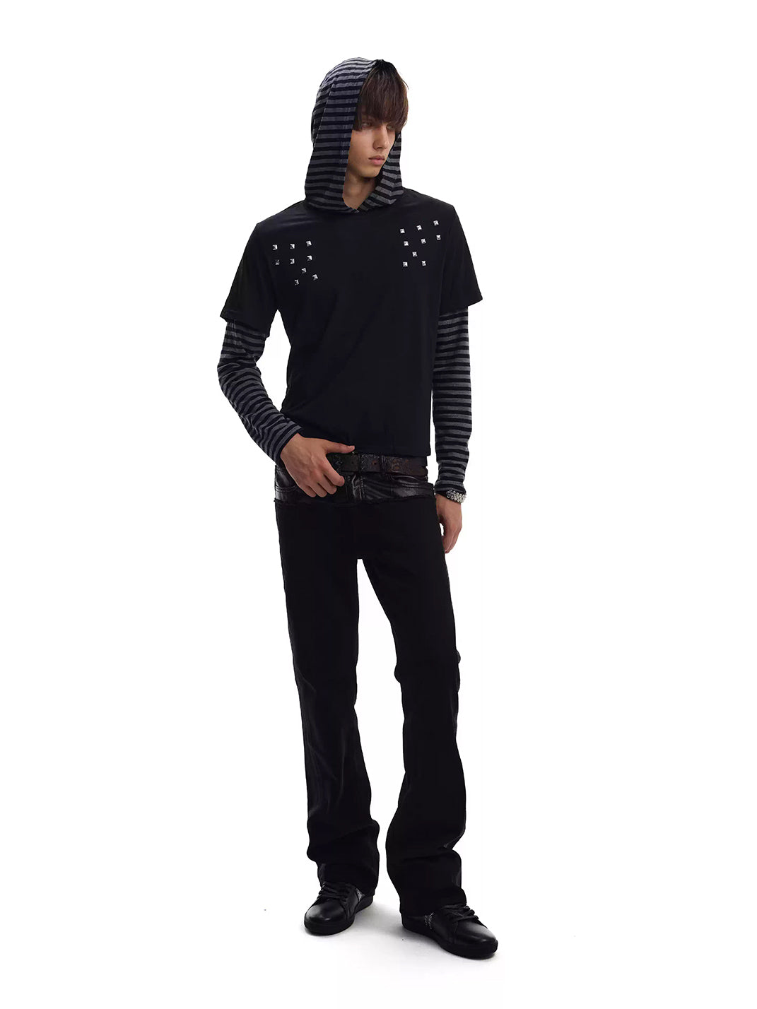 Wax-Seam Stacked Flare Jeans — product view 4
