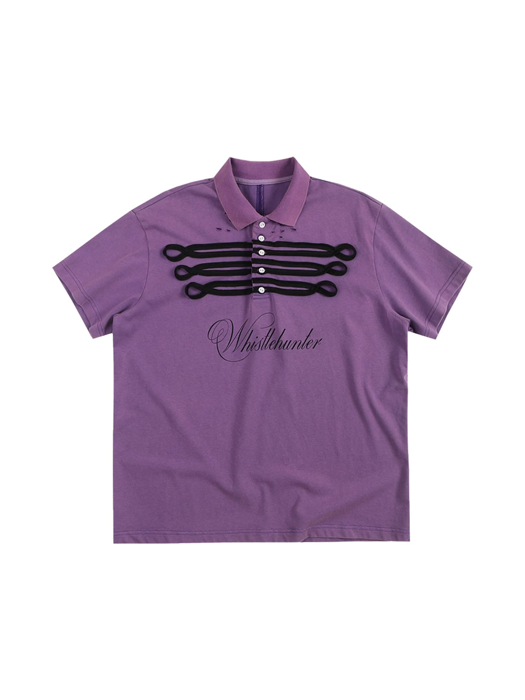 Ribbon-Chest Cotton Button Polo — product view 1