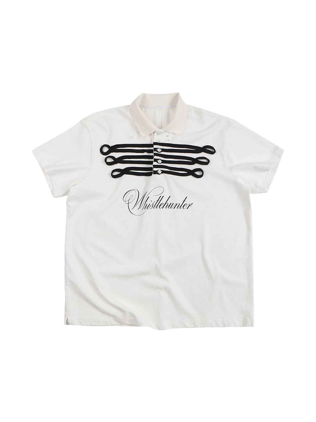 Ribbon-Chest Cotton Button Polo — product view 3