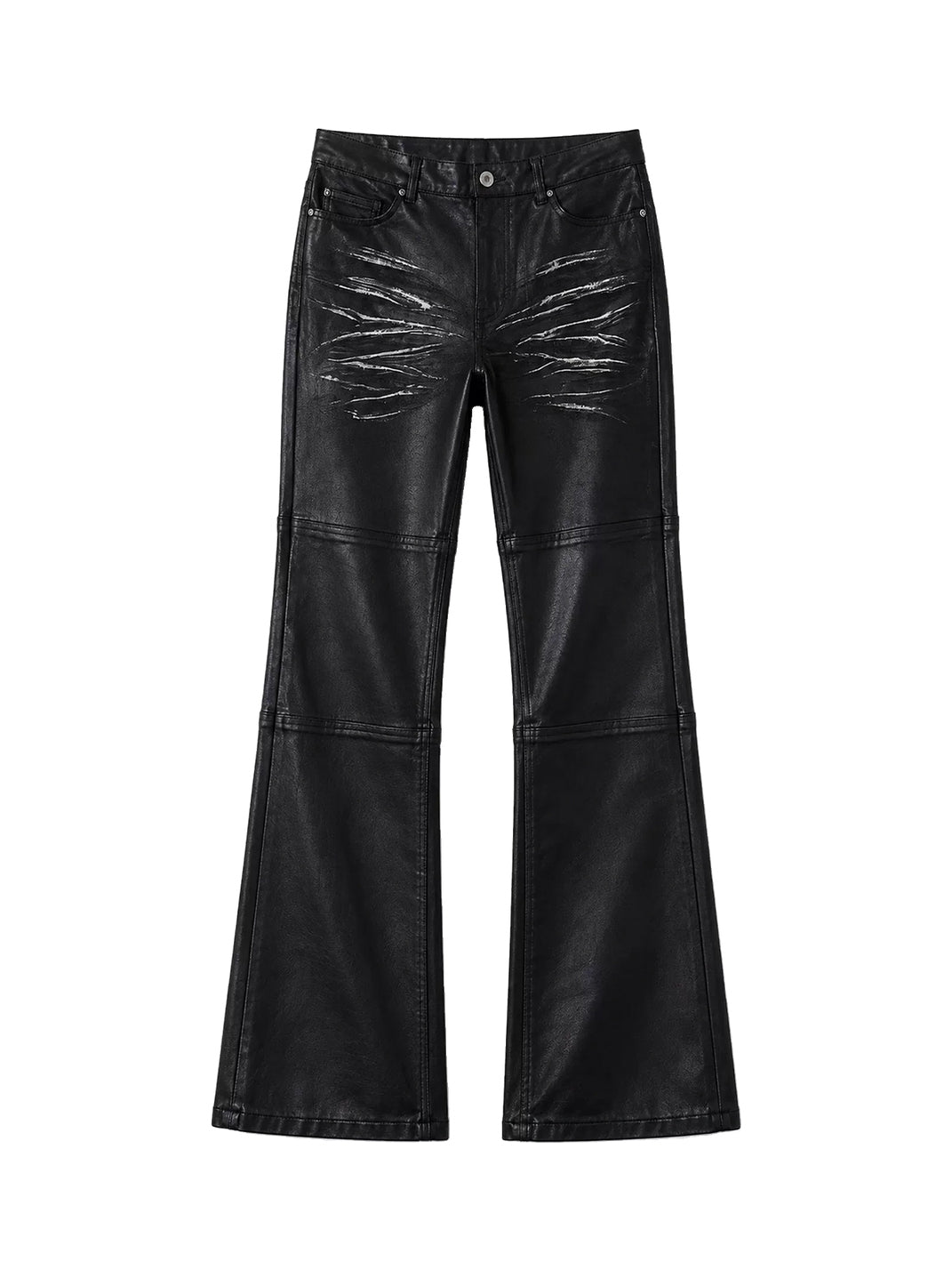 Wax-Finish Panel-Seam Flare Jeans — product view 1