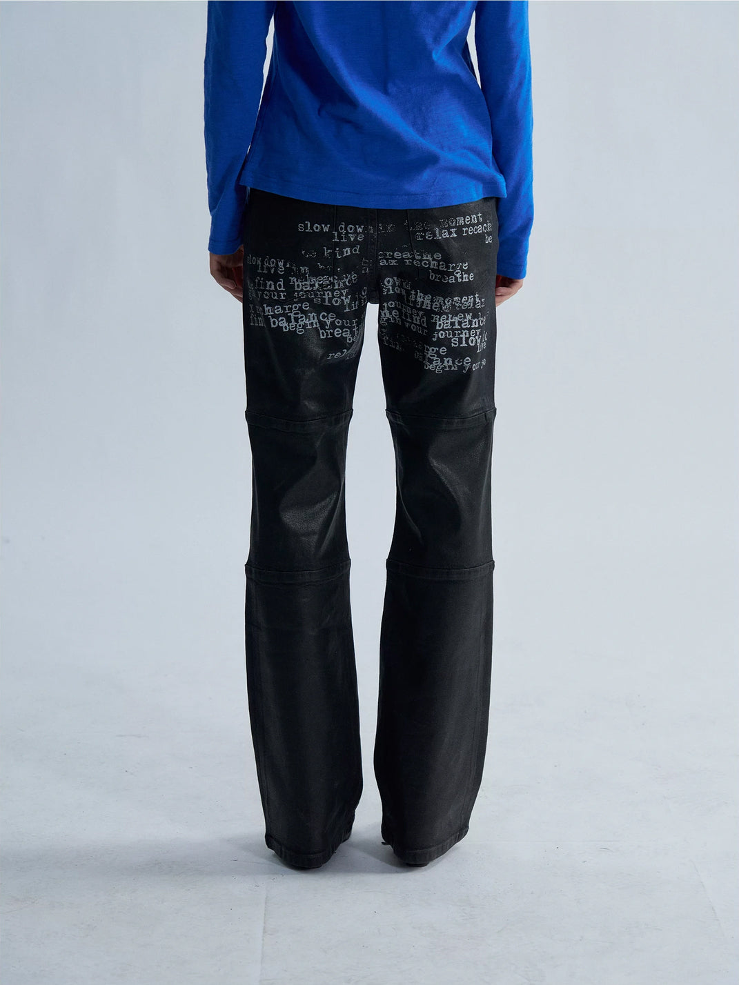 Wax-Finish Panel-Seam Flare Jeans — product view 3