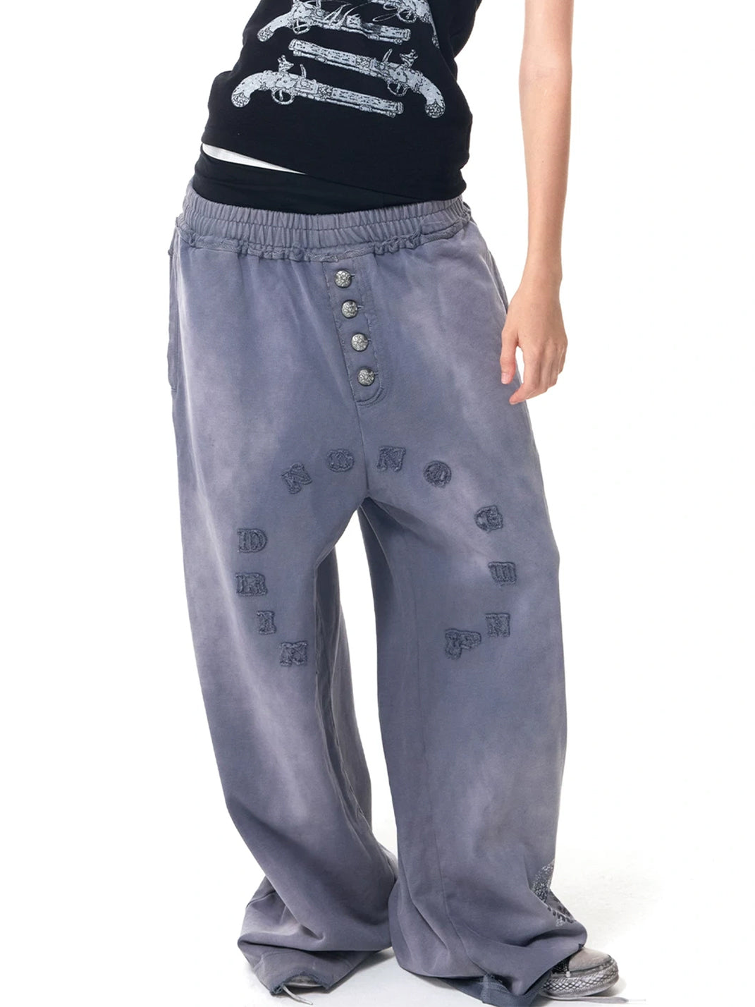 Washed Blue Patch Cotton Sweatpants — product view 3