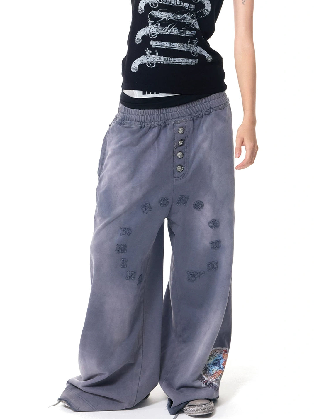 Washed Blue Patch Cotton Sweatpants — product view 4