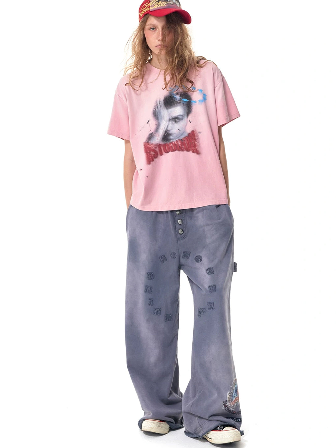 Washed Blue Patch Cotton Sweatpants — product view 7