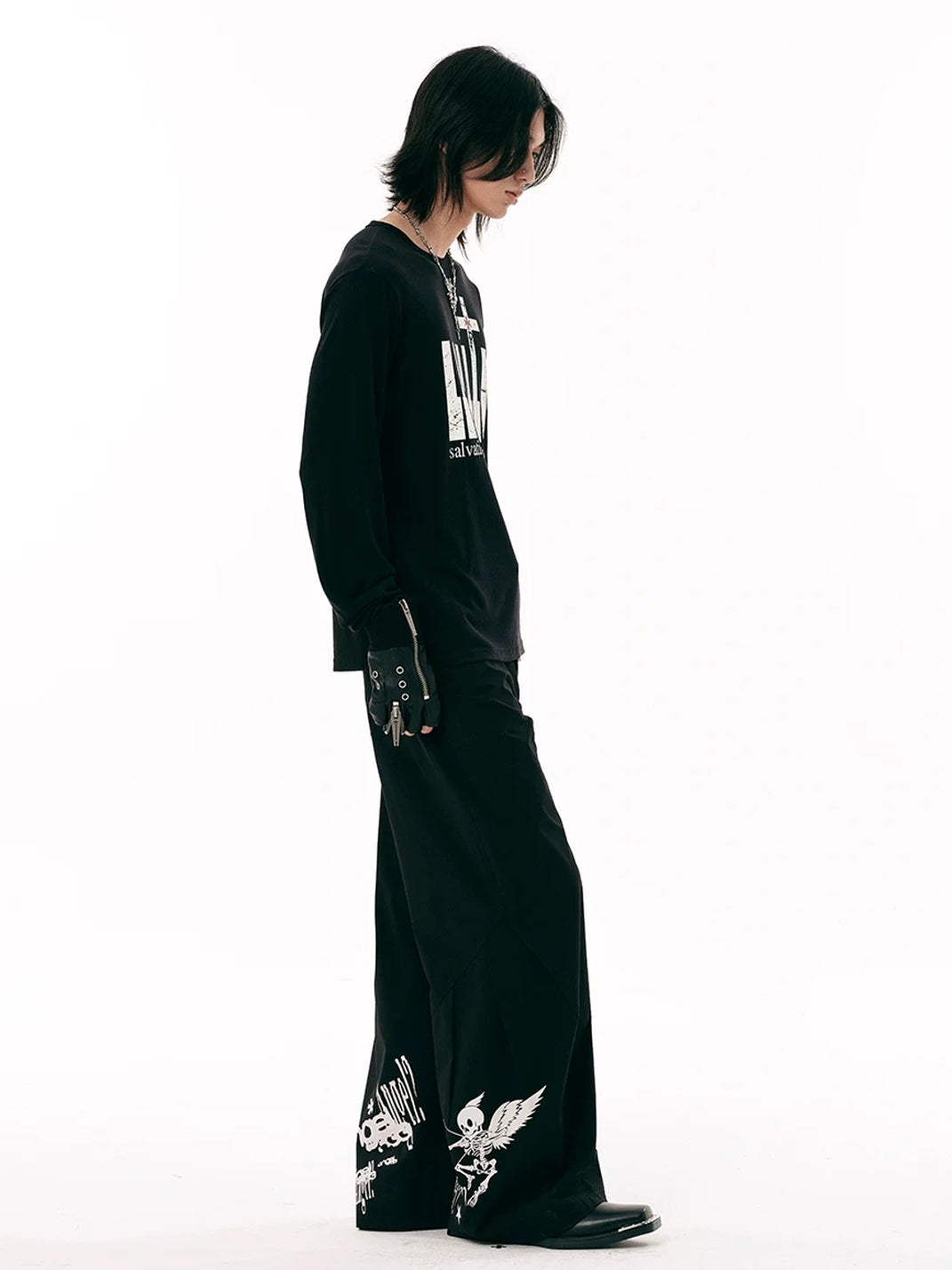Angel-and-Skull Stretch Wide-Leg Pants — product view 5