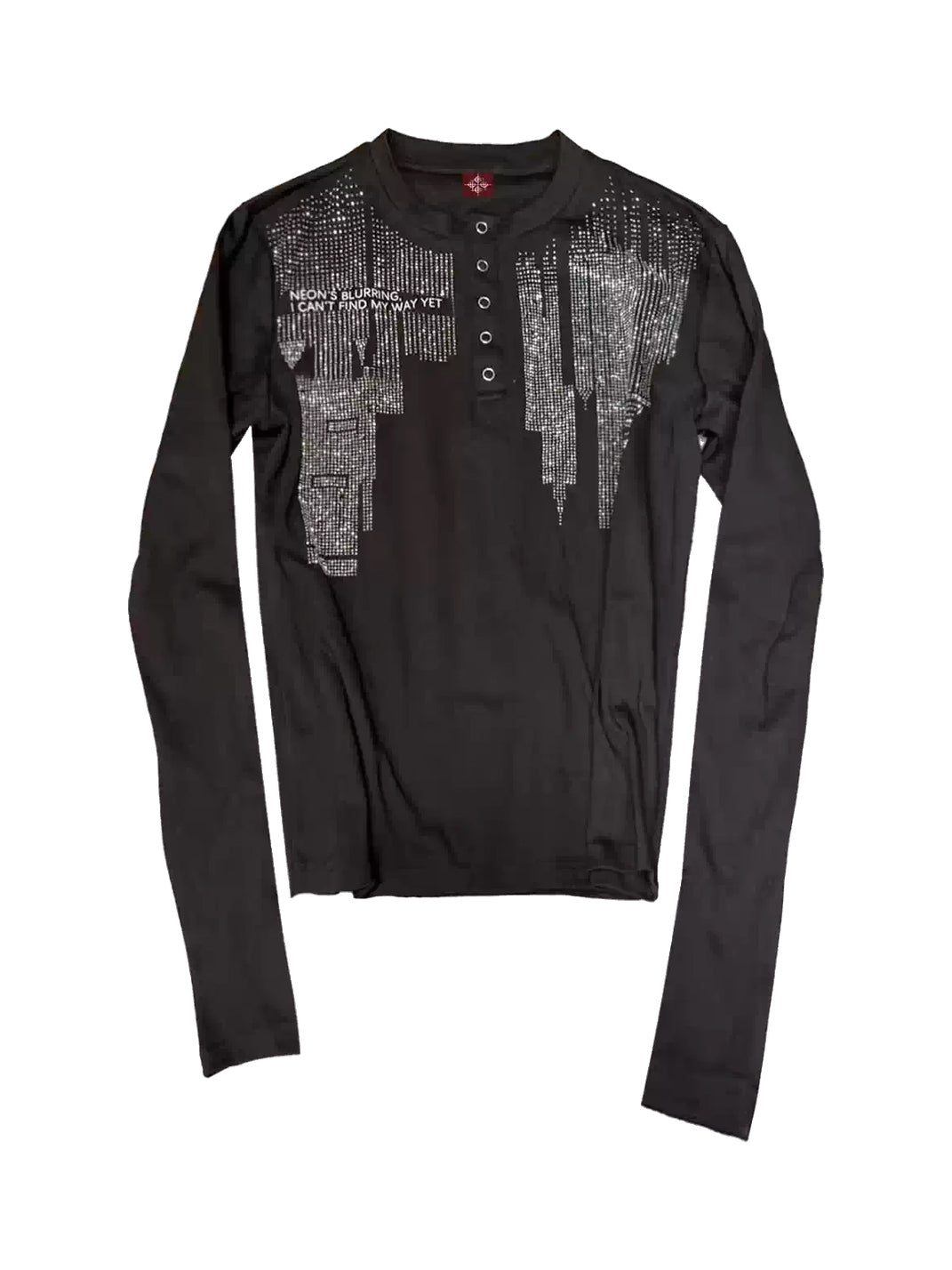 Rhinestone Cross-Back Cotton Henley — product view 1