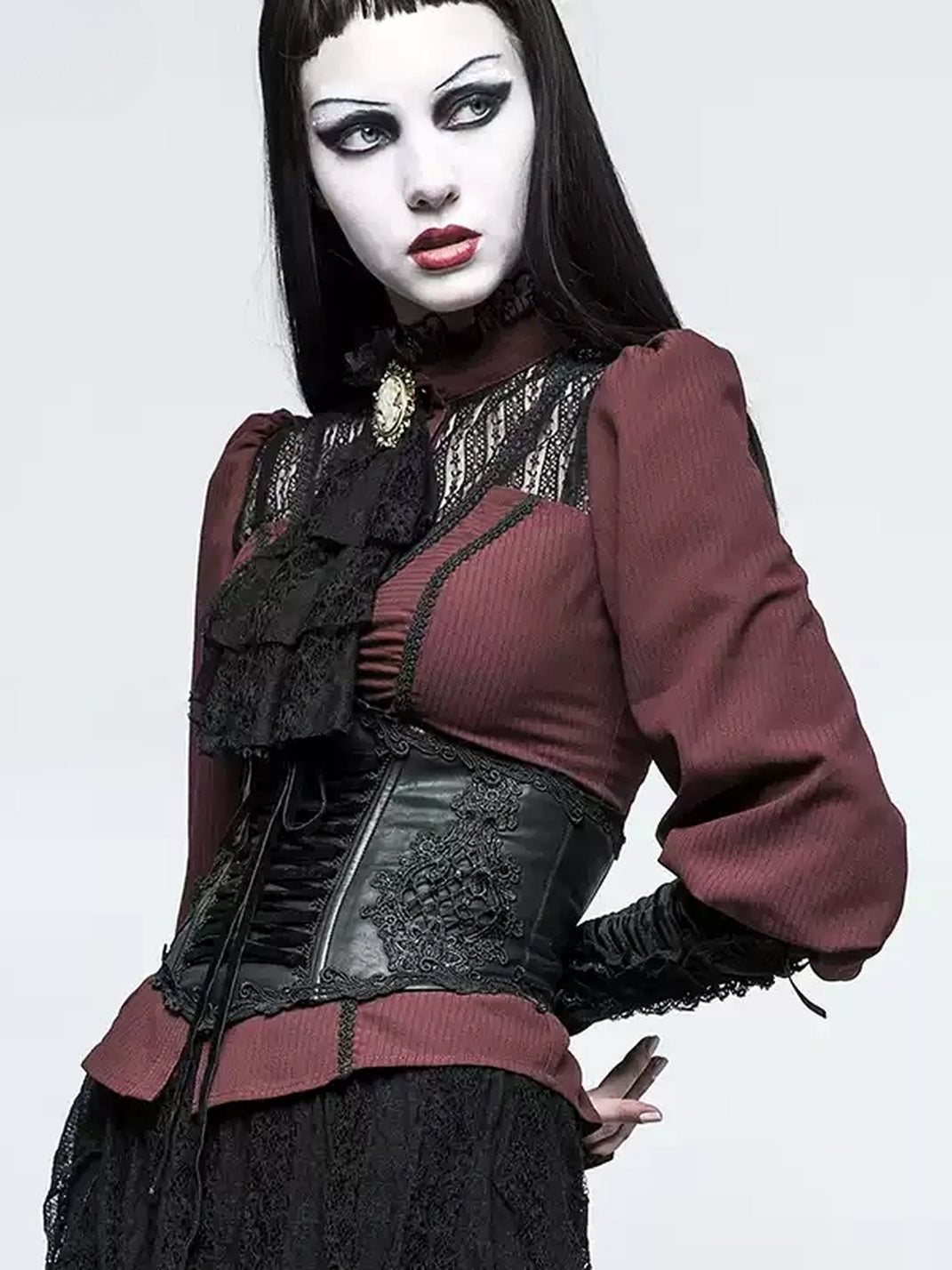 Scroll-Trim Lace-Up Corset Belt — product view 2
