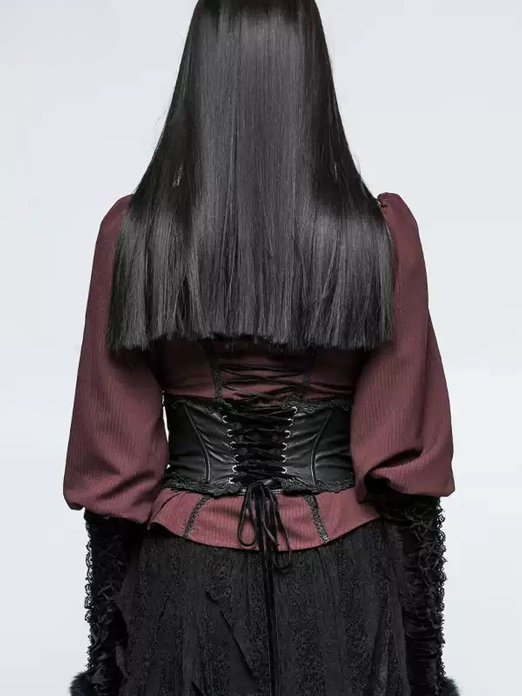 Scroll-Trim Lace-Up Corset Belt — product view 3