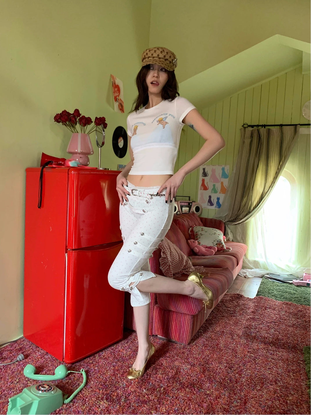 Floral Strap-Detail Skirt-Overlay Capris — product view 9