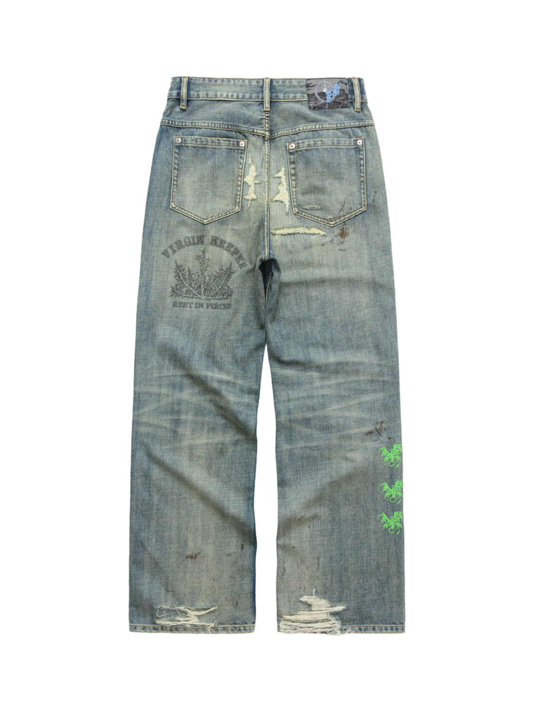 Painted Cross-Patch Wide-Leg Cotton Jeans — product view 3
