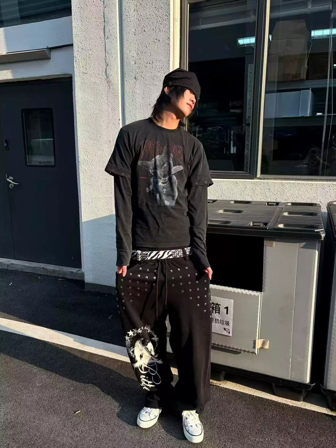 Pyramid-Stud Graphic Drawstring Sweatpants — product view 5