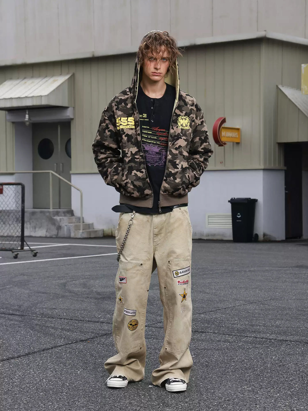 Reversible Camo Waffle Crop Hoodie — product view 4