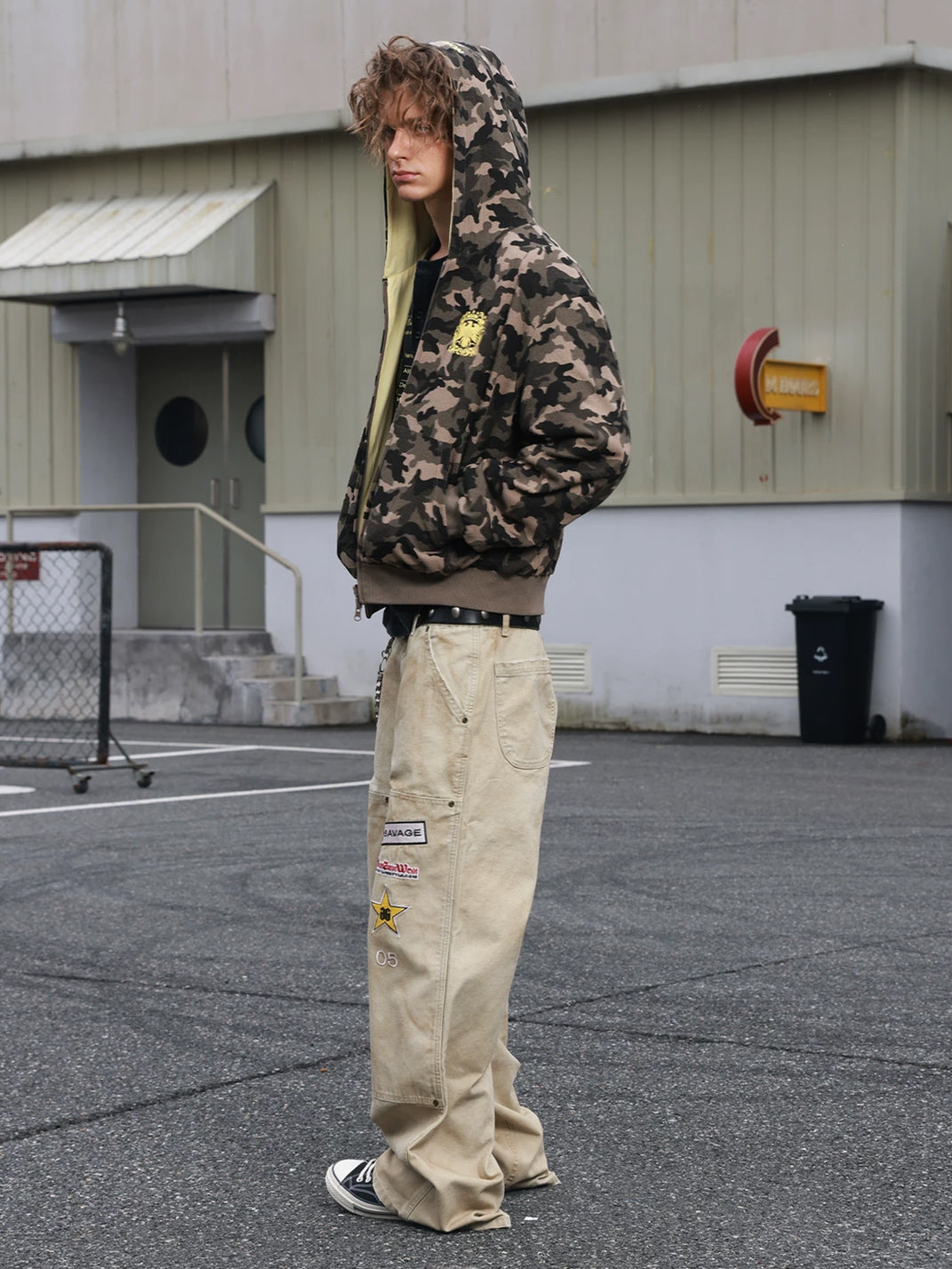 Reversible Camo Waffle Crop Hoodie — product view 5