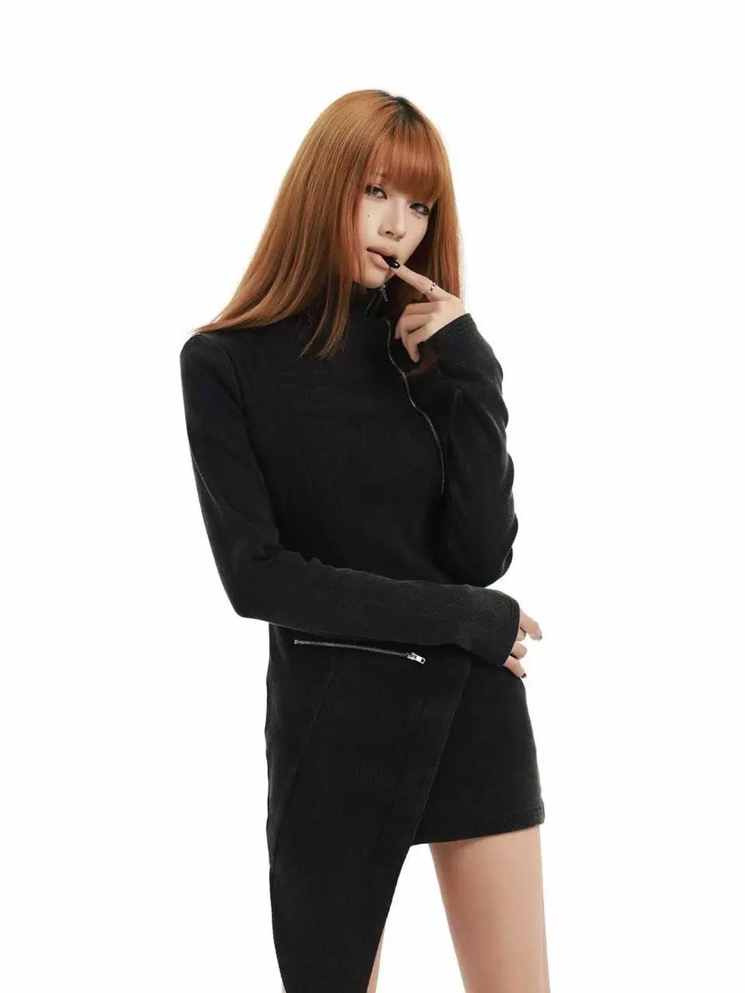 Asymmetric Zip-Detail Mini Dress — product view 2