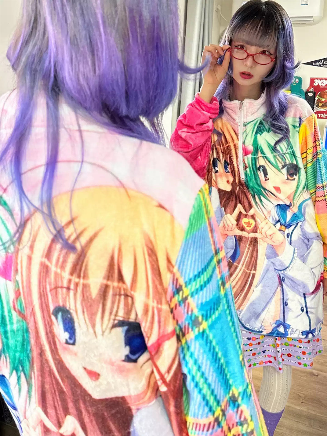 Anime Patchwork Half-Zip Lounge Fleece — view 2